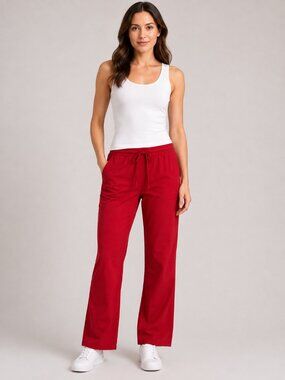 Cherokee Workwear 4101P Women's Petite Red Flare Scrub Pants Size L